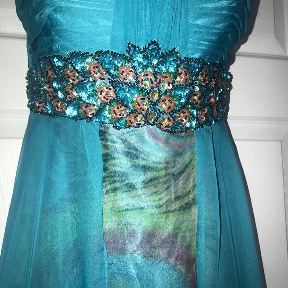 3 New Tony Bowls Peacock Turquoise Prom/Pageant/Homecoming/Bridesmaid Dress - Picture 7 of 8